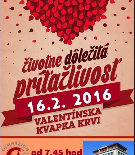 Valentínska kvapka krvi už 16.2.2016
